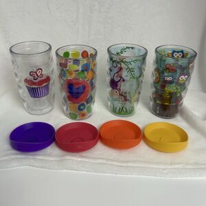 Lot Of 4 Kid Size Tervis 10oz Kids Tumblr Cup Drink Ware with Lids